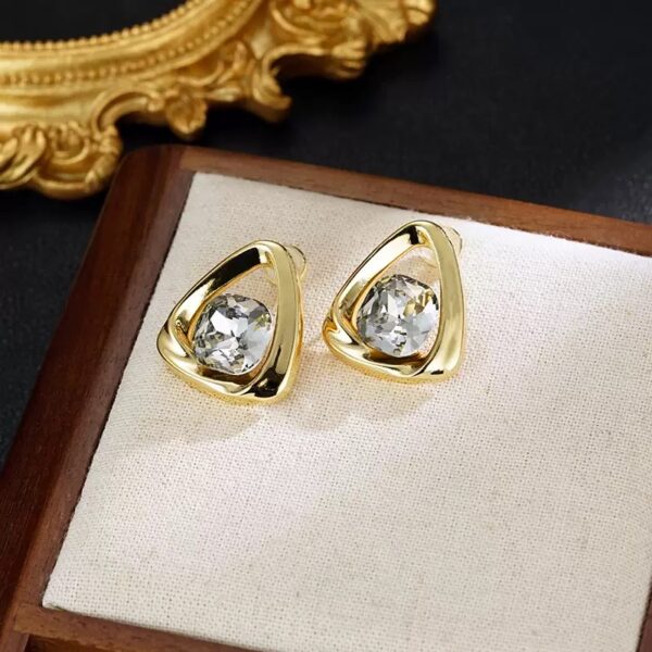 Golden Triangle Faux Diamond Stud Earrings