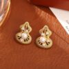 Golden Gourd Pearl Earrings