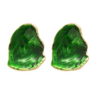 Emerald Glow Irregular Resin Stud Earrings – Green Alloy Fashion Jewelry