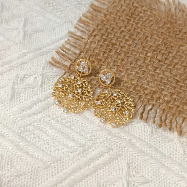 f56dd05eac3b1b07a8384a68fa6a8c3d Golden Leaf Faux Diamond Drop Earrings