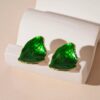 Emerald Glow Irregular Resin Stud Earrings – Green Alloy Fashion Jewelry