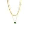 fe06aa56dfada8d5fcf4bc3b1f73a936 Green Square-Cut Crystal Pendant Titanium Steel Necklace