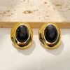 fe19b67af80dceee7af2f994caf5ff02 Golden Black Stone Oval Stud Earrings