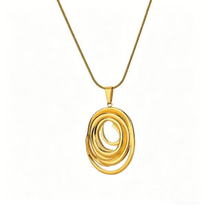 Golden Circle Titanium Steel Pendant Necklace