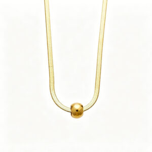 Nova Herringbone Titanium Necklace | Minimalist Gold Bead Chain