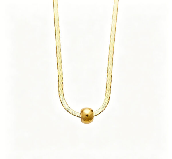 Nova Herringbone Titanium Necklace | Minimalist Gold Bead Chain