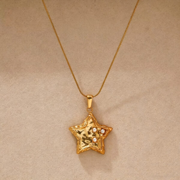 Golden Star Titanium Steel Pendant Necklace