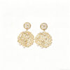 更换图片背景 Golden Leaf Faux Diamond Drop Earrings