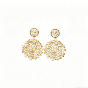 更换图片背景 Golden Leaf Faux Diamond Drop Earrings