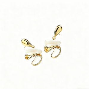Golden Abstract Wave Earrings
