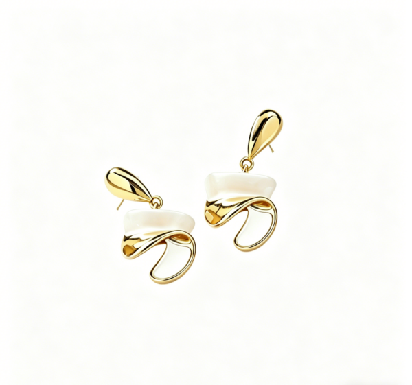 Golden Abstract Wave Earrings