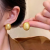 Golden Pebble Stud Earrings