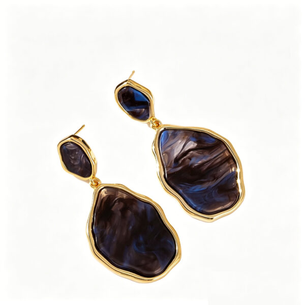 Minimalist Amber Geometric Alloy Earrings | Trendy Irregular Shape