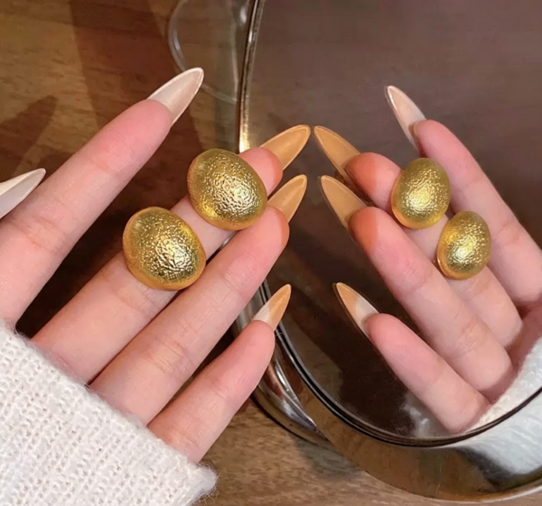 Golden Pebble Stud Earrings