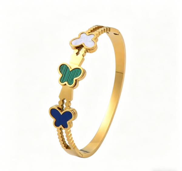 Stainless Steel Charm Bracelets for Women – Gold Lucky, Butterfly, Evil Eye & Clover Bangles