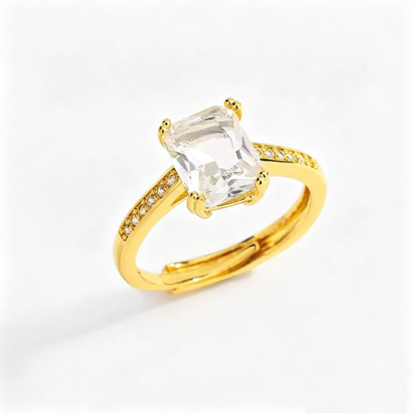 Square Zircon Adjustable Gold Ring