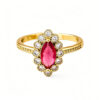 Gold Open Ring with Colored Zircon & Sparkling Accents