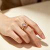 Pink Zircon Adjustable Gold Ring