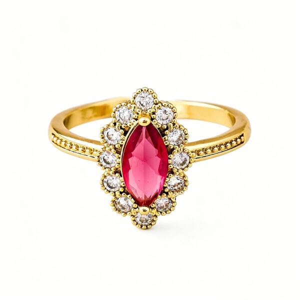 Gold Open Ring with Colored Zircon & Sparkling Accents
