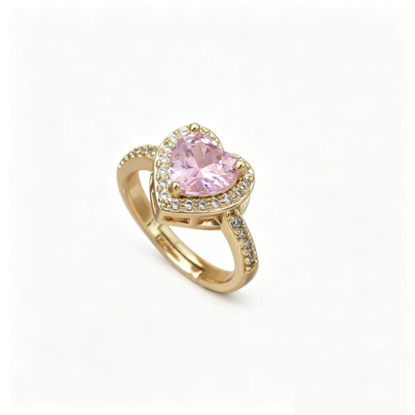 Heart Zircon Adjustable Gold Ring