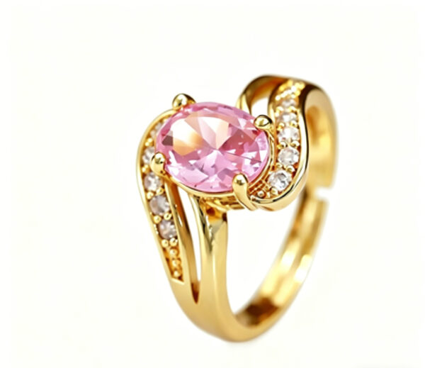 Pink Zircon Adjustable Gold Ring