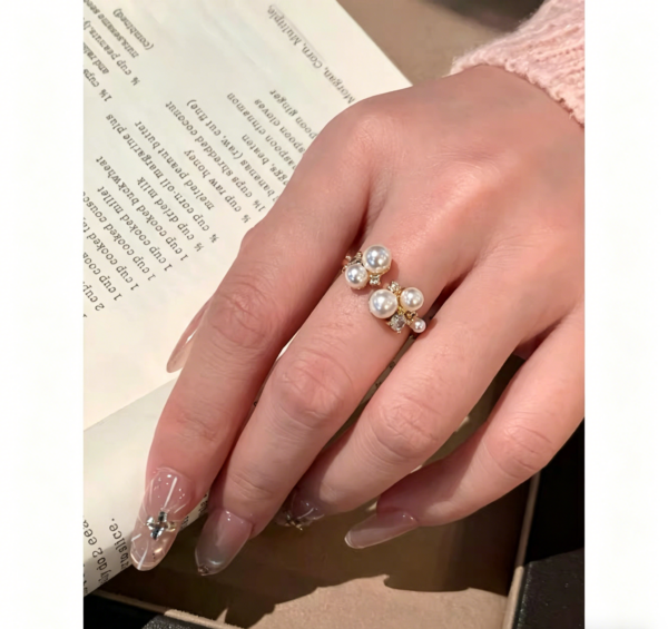 Pearl Blossom Adjustable Open Ring