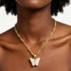 Aurora Butterfly Titanium Necklace | Elegant Gold Pendant Chain