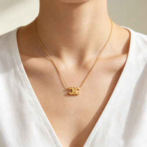 Minimal Gold Double-C Symbol Pendant Necklace photo review