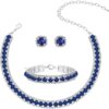 Brilliant Blue CZ Necklace & Bracelet Set