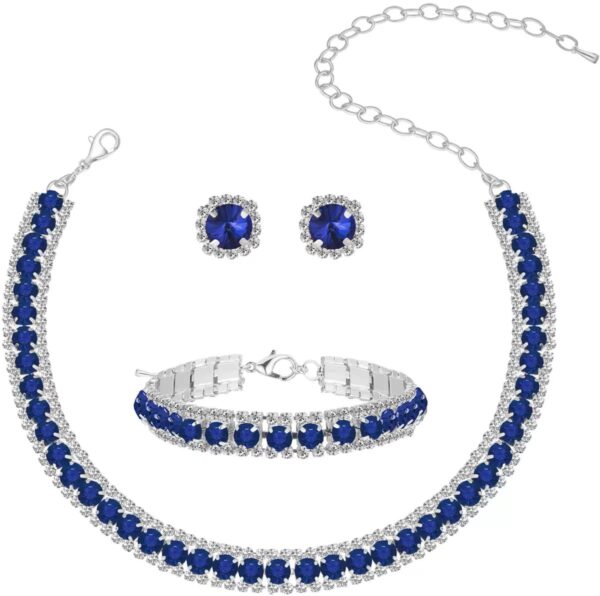 Brilliant Blue CZ Necklace & Bracelet Set