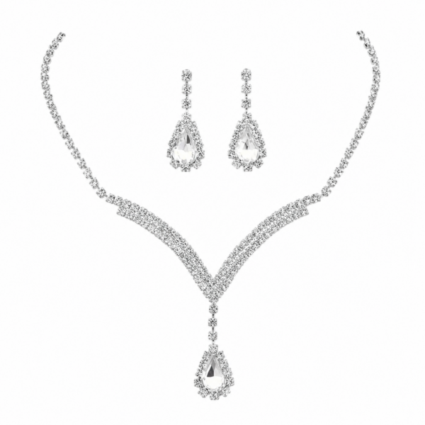 Teardrop Zirconia Necklace and Earrings Set