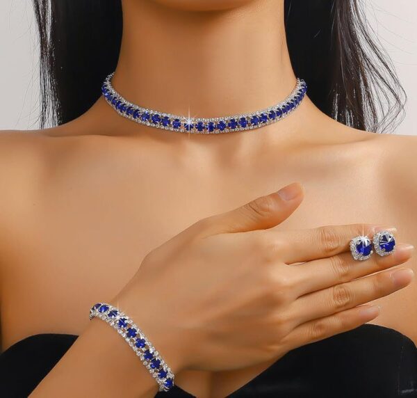 81a961be26952ed32bf82f5d819d29e9 Brilliant Blue CZ Necklace & Bracelet Set