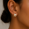 H Letter Hollow Sun-Inspired Stainless Steel Earrings