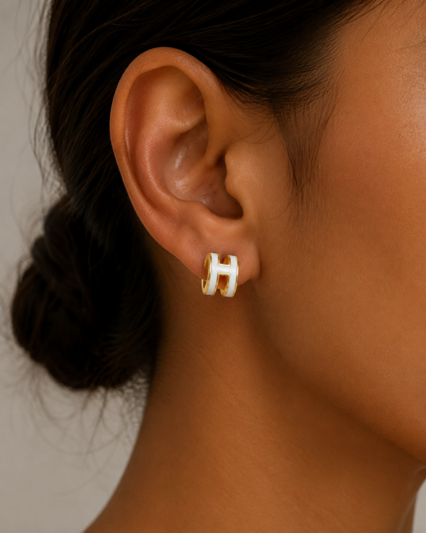 H Letter Hollow Sun-Inspired Stainless Steel Earrings