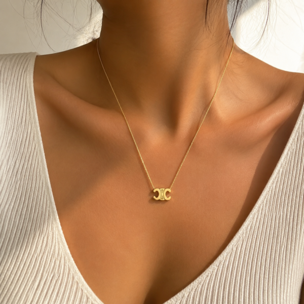 Minimal Gold Double-C Symbol Pendant Necklace
