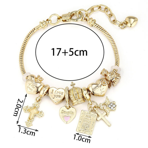 O1CN01DJdGGL1DH4ODEstSA_!!2211453070190-0-cib Luxury Gold Heart, Cross, Bible & Crown Adjustable Bracelet