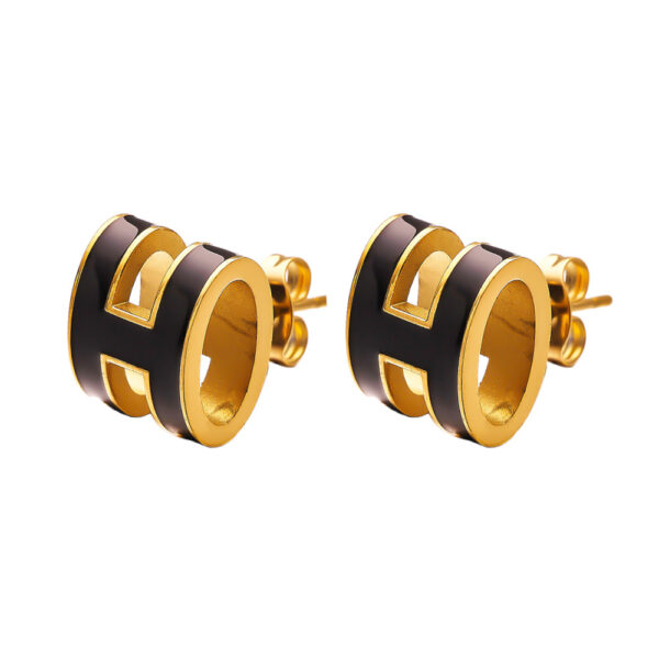 H Letter Hollow Sun-Inspired Stainless Steel Earrings