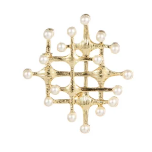 Minimalist Cross Pearl Alloy Brooch