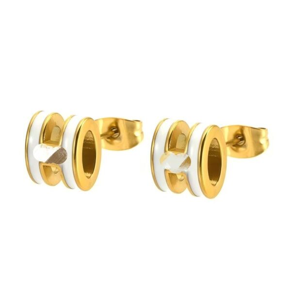 H Letter Hollow Sun-Inspired Stainless Steel Earrings