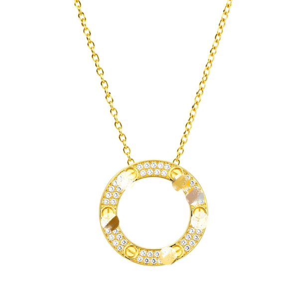Luxury Gold Zircon Circle Pendant Necklace