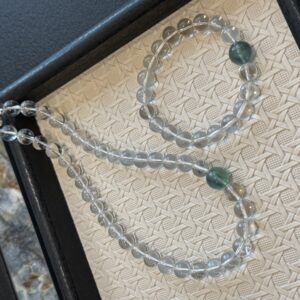 18 Clear Quartz & Green Fluorite Bracelet and Necklace Set