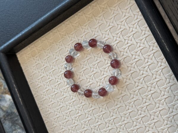 19 Strawberry Quartz & Clear Quartz Necklace & Bracelet Set
