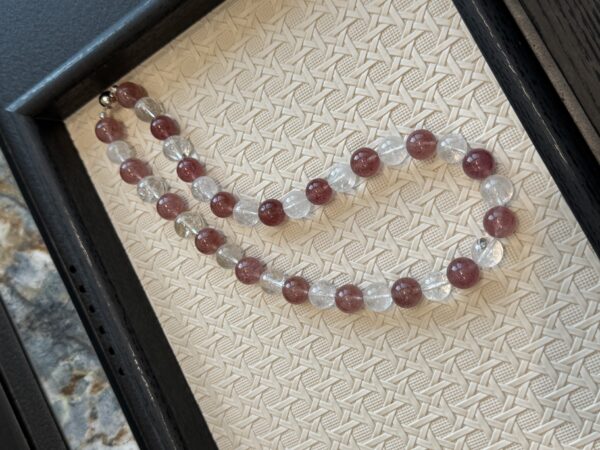 20 Strawberry Quartz & Clear Quartz Necklace & Bracelet Set