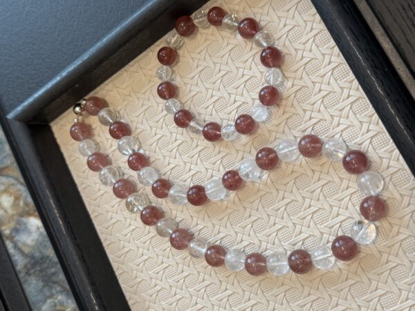 21 Strawberry Quartz & Clear Quartz Necklace & Bracelet Set