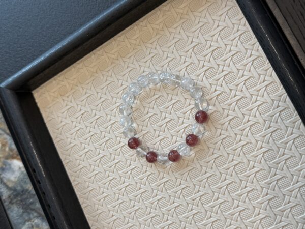 29 Strawberry Quartz & Clear Quartz Bracelet Necklace Set