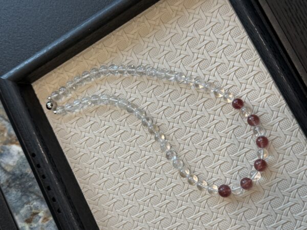30 Strawberry Quartz & Clear Quartz Bracelet Necklace Set
