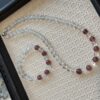 31 Strawberry Quartz & Clear Quartz Bracelet Necklace Set