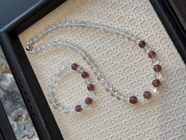 31 Strawberry Quartz & Clear Quartz Bracelet Necklace Set