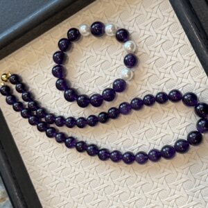 38 Amethyst Bracelet Necklace Set