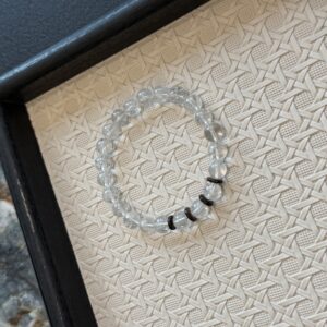 41 Natural Clear Quartz & Black Accent Crystal Bracele